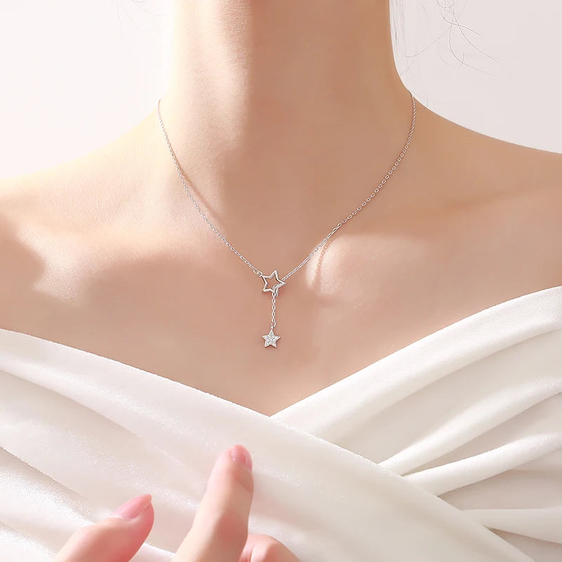 Sterling Silver Cute Shiny Star  Birthday Jewelry