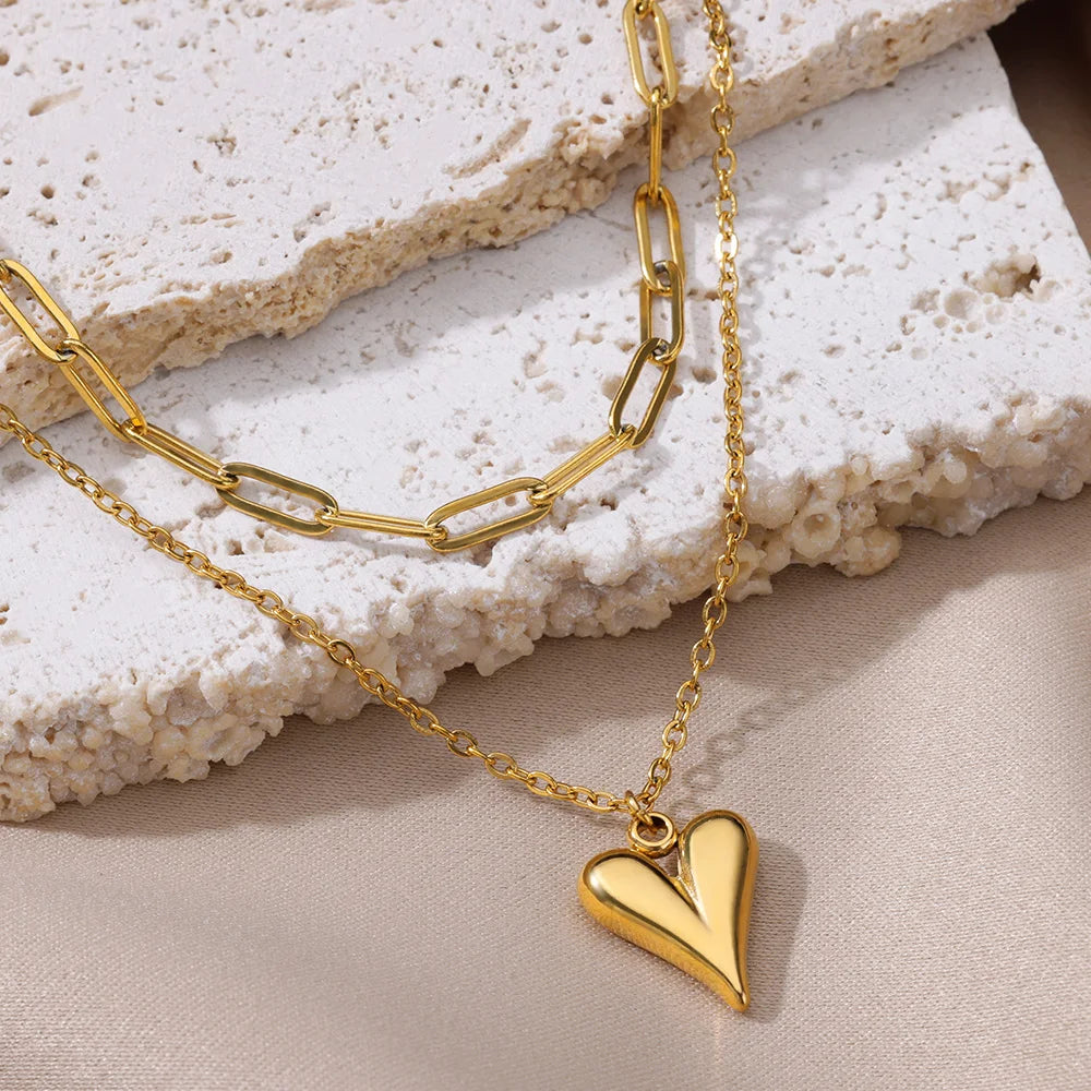 Chain Heart Pendant Necklace for Women