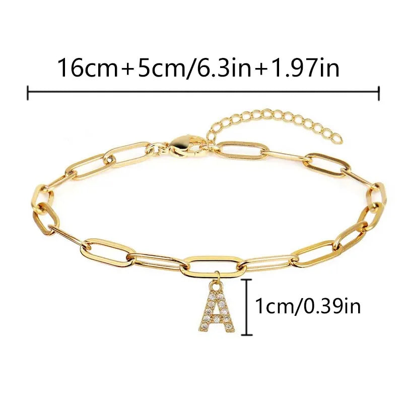 Fashion Zircon Tiny Alphabet Charm Bracelets