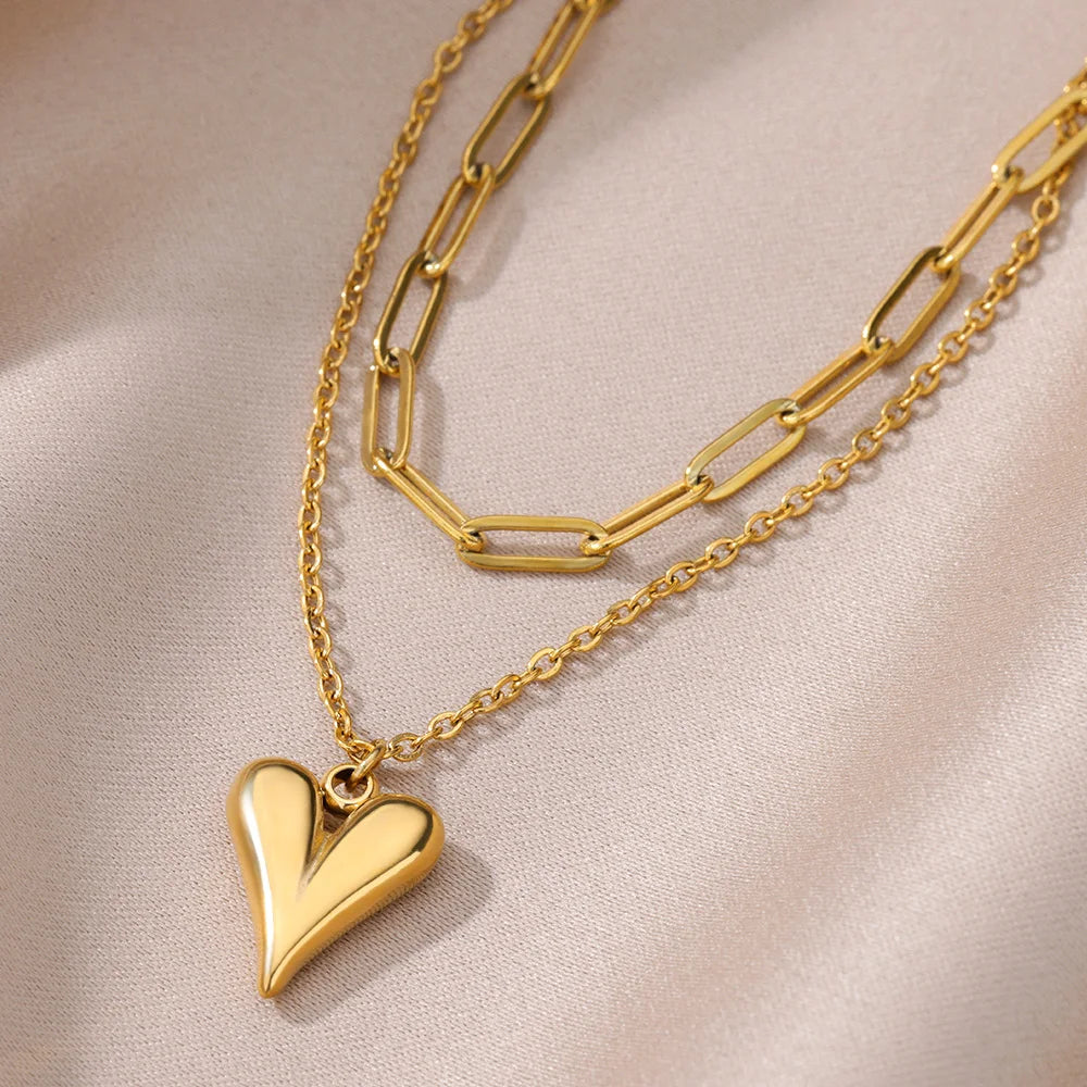Chain Heart Pendant Necklace for Women