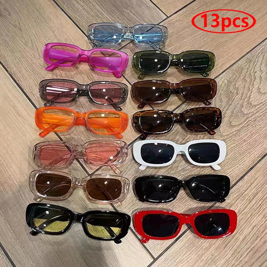 13pcs Small Square Sunglasses Women Retro Sun Glasses