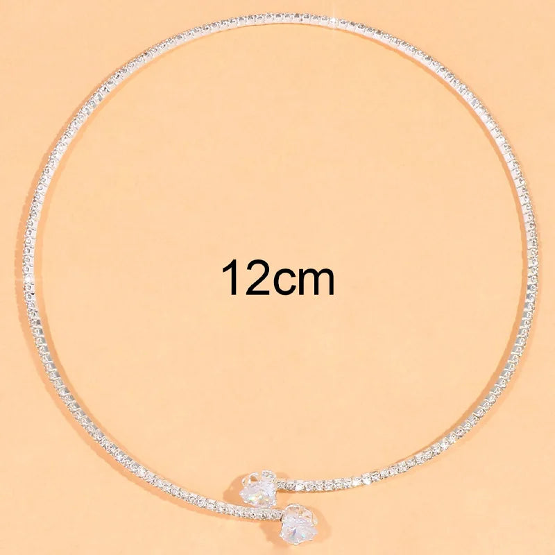 Fashion Rhinestone Heart Collar Choker Necklace for Women