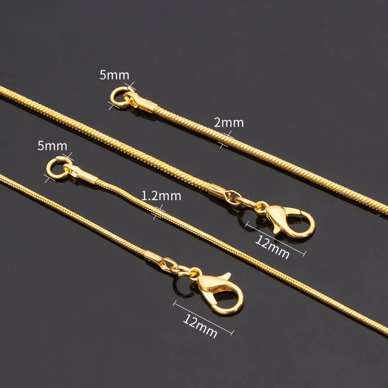 Vintage Gold Color Stainless Steel Snake Chain Necklace For Women