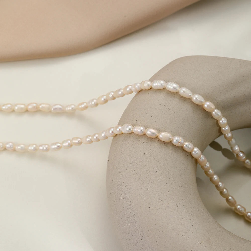 Vintage Rice Pearl Necklace for Men and Women
