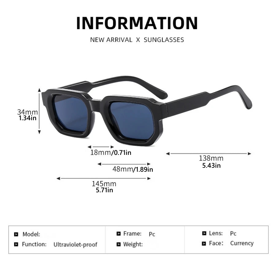 2024 Thick Square Frame Luxury Branded Shades Black Rectangle Eyewear