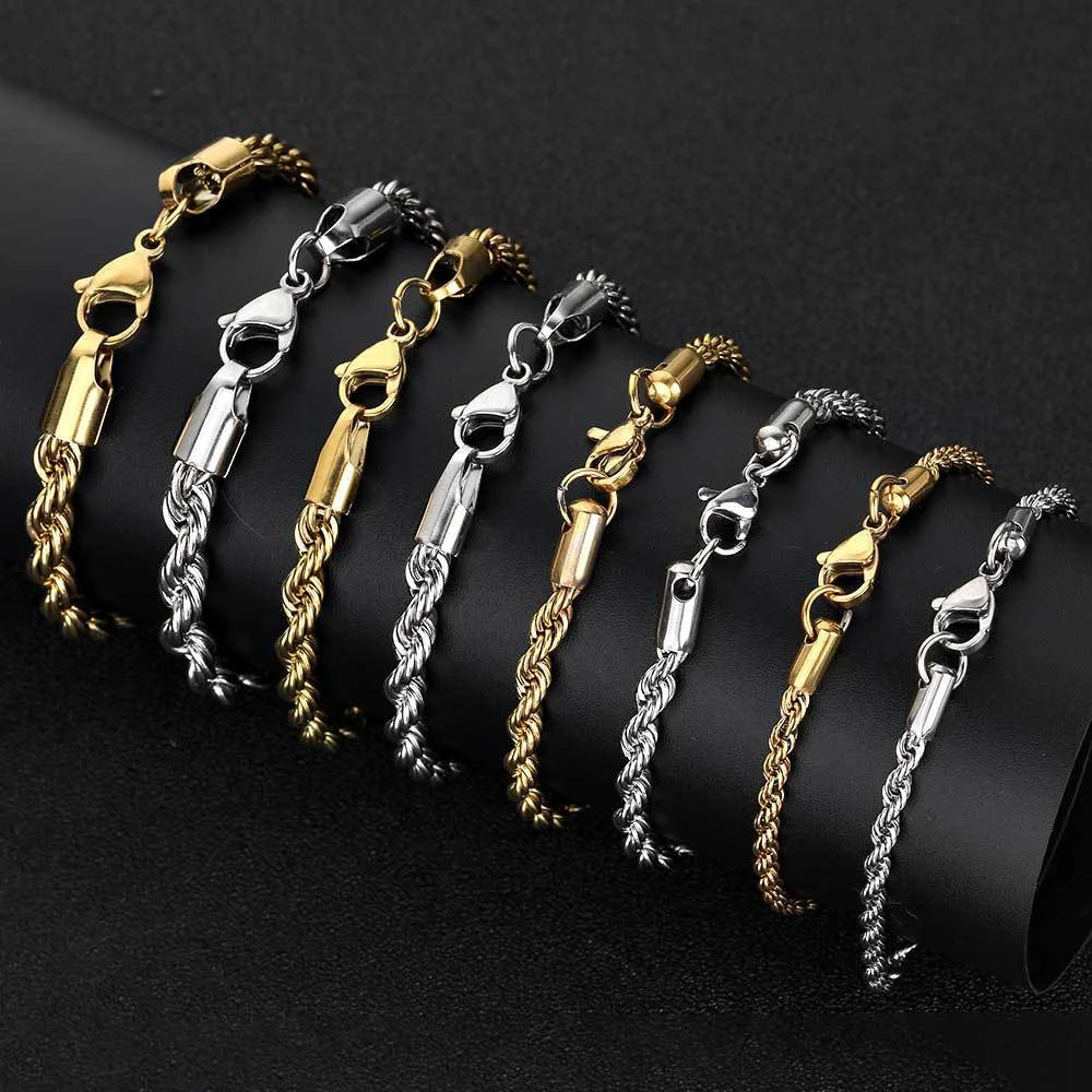 Stainless Steel Twist Chain Men and  Women Jewelry Accessories