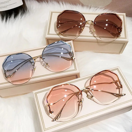 2024 Luxury Round Gradient Sunglasses Women Metal