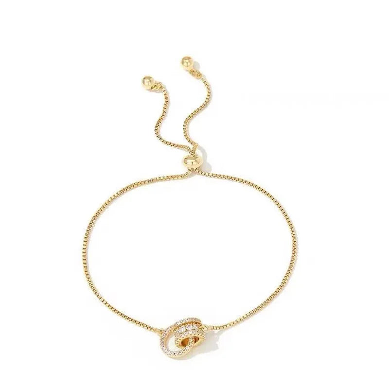 Classic Design Ring Gold Color Charm Bracelets For Womens