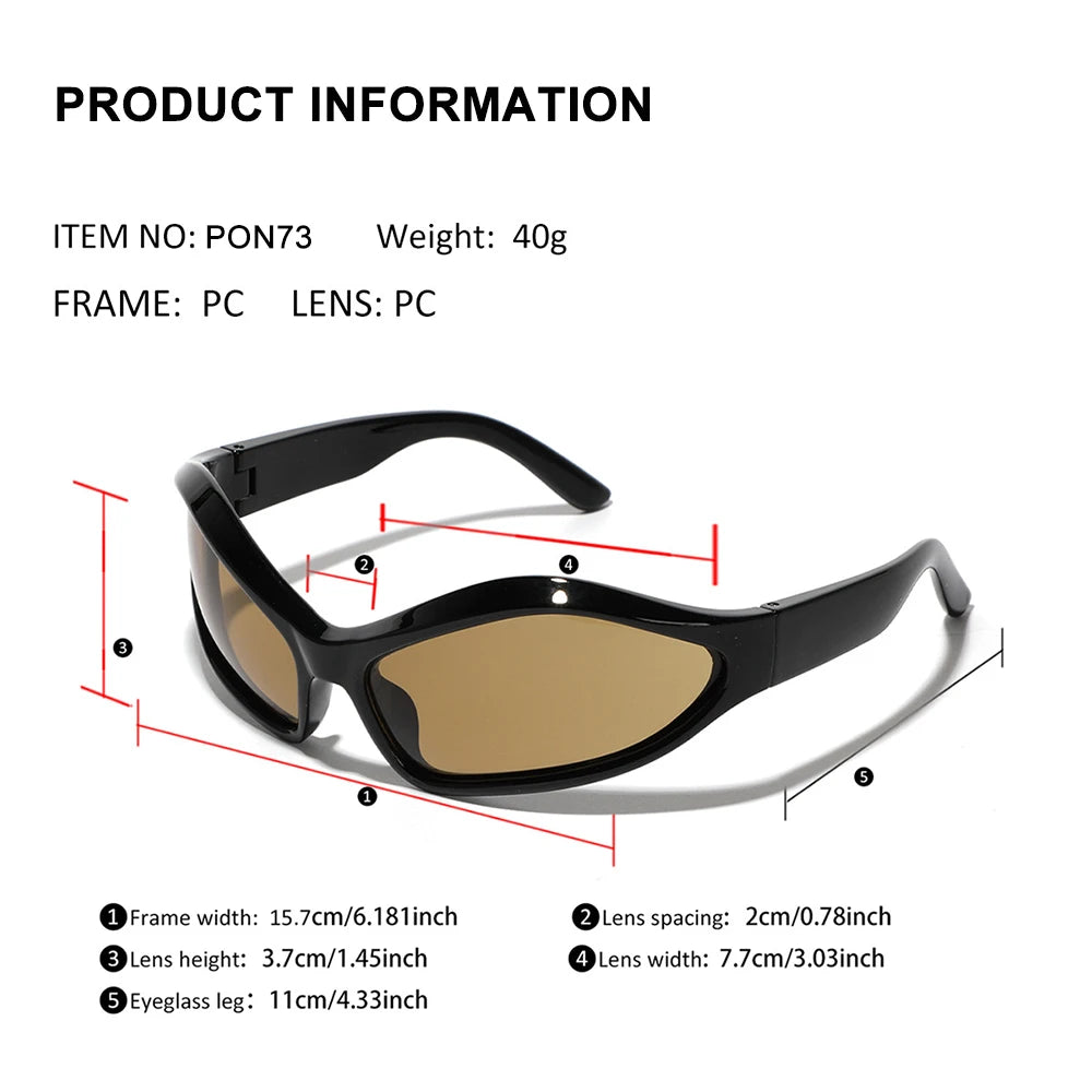 2024 Y2K Sports Sunglasses Women Men Irregular Cat Eye
