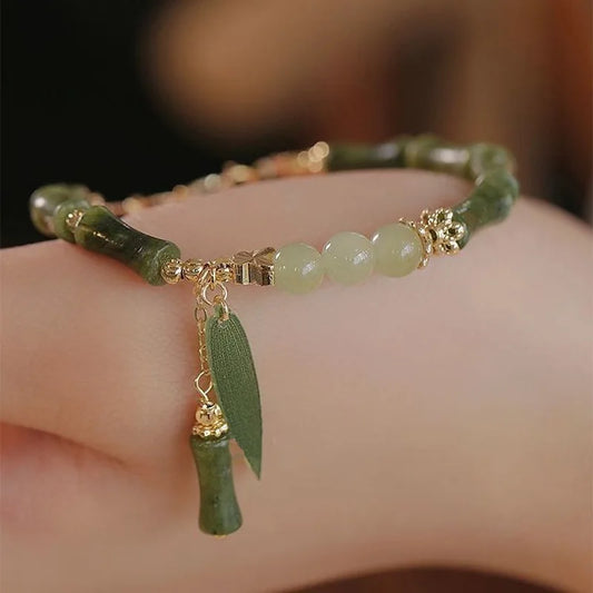 Natural Stone Bamboo Beaded Bracelet for Women Jewelry