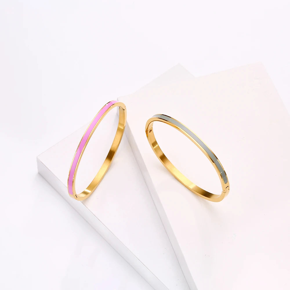 Colorful Gold Color Stainless Steel Bracelets For Women