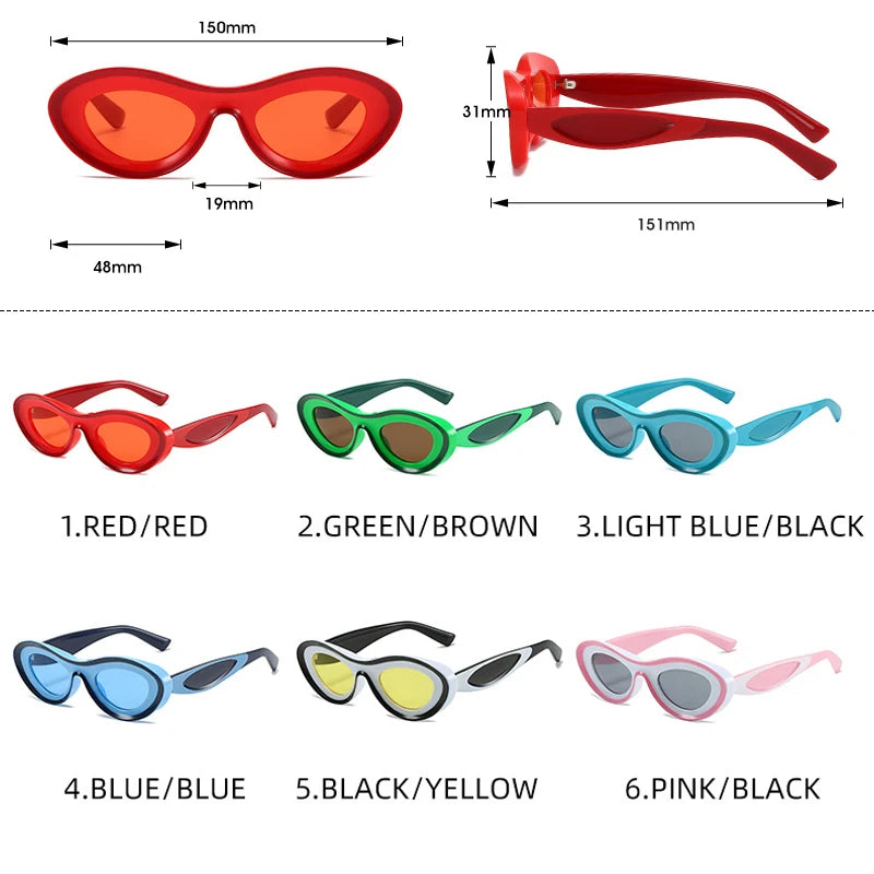 Concave Cat Eye Hue Sunglasses Women Vintage Luxury Brand
