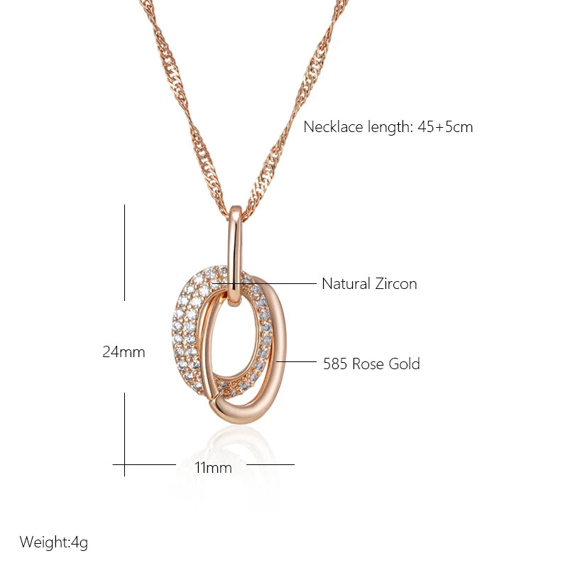 Fashion Double Hoop Zircon Pendant Necklace For Women