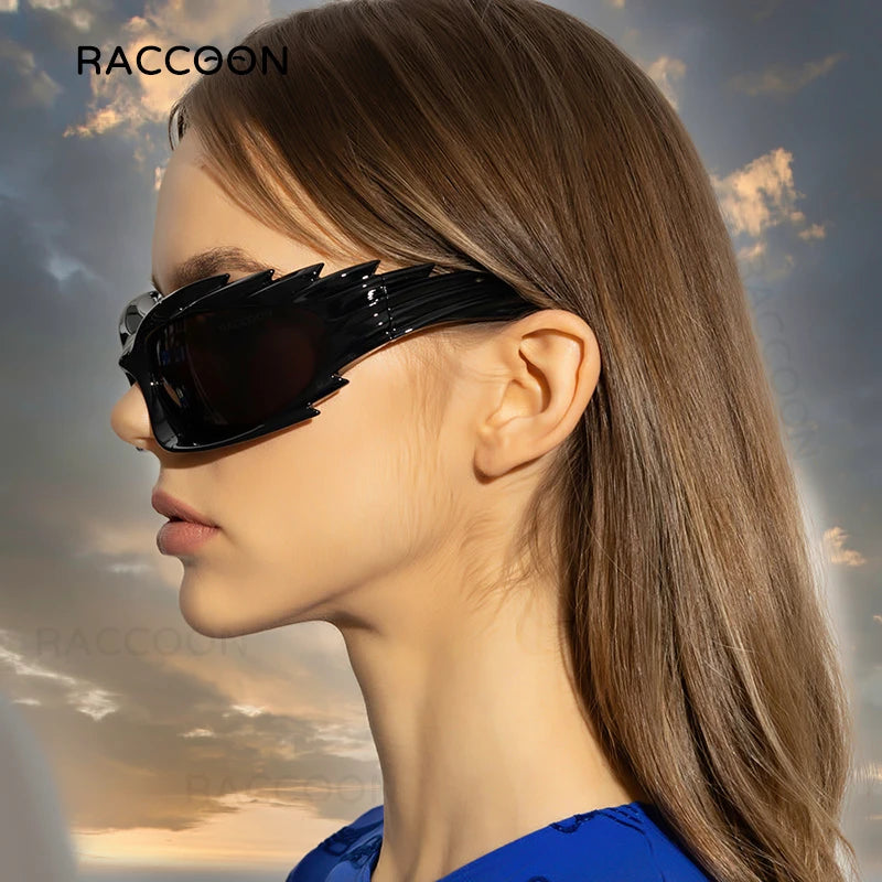 Spike Rectangle Sunglasses Women Vintage Luxury Brand