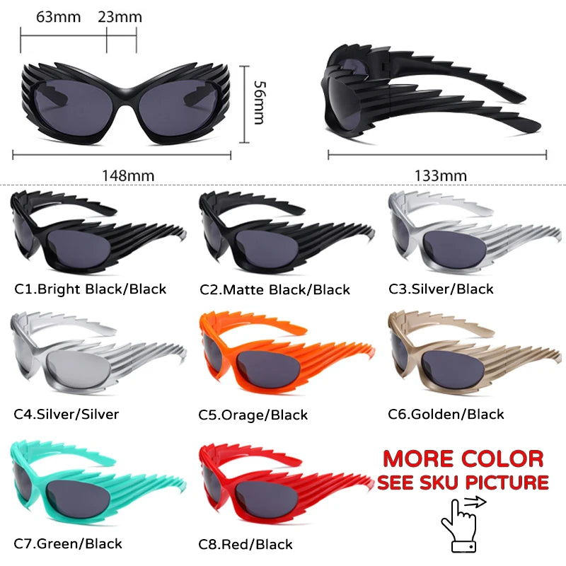 Spike Rectangle Sunglasses Women Vintage Luxury Brand