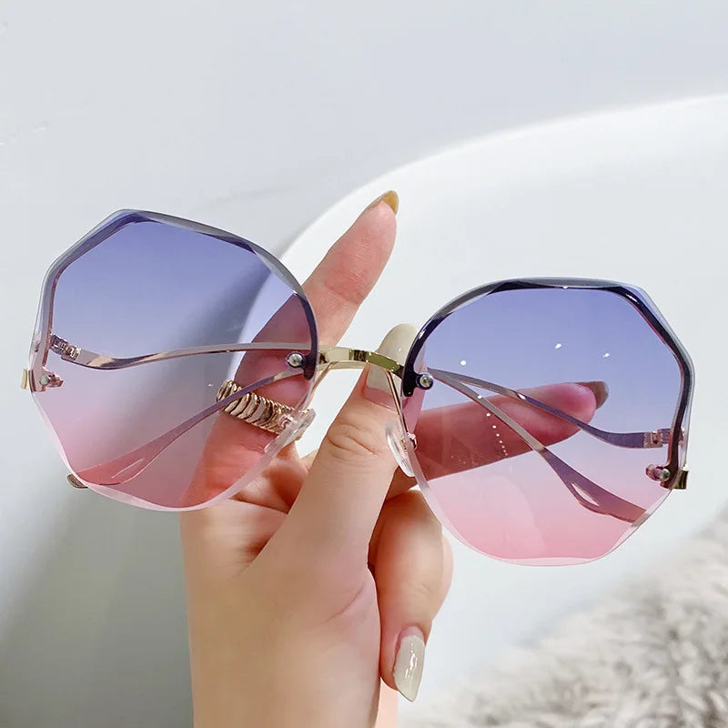 2024 Luxury Round Gradient Sunglasses Women Metal