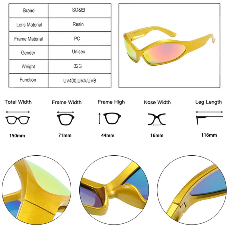 New Y2K Sunglasses Women Fashion Colorful Mirror Shades