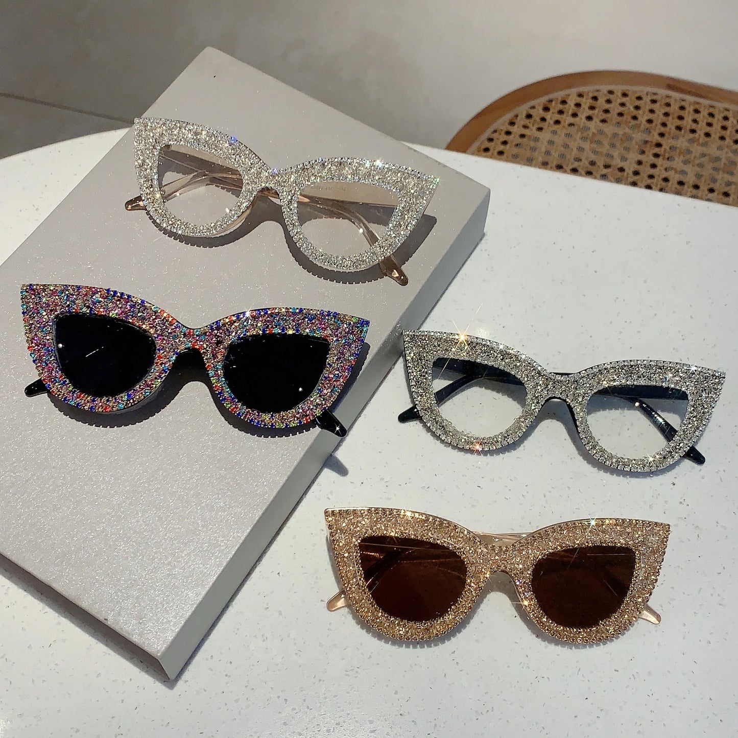 Cat Eye Sun Glasses 2024 New Chic Rhinestones