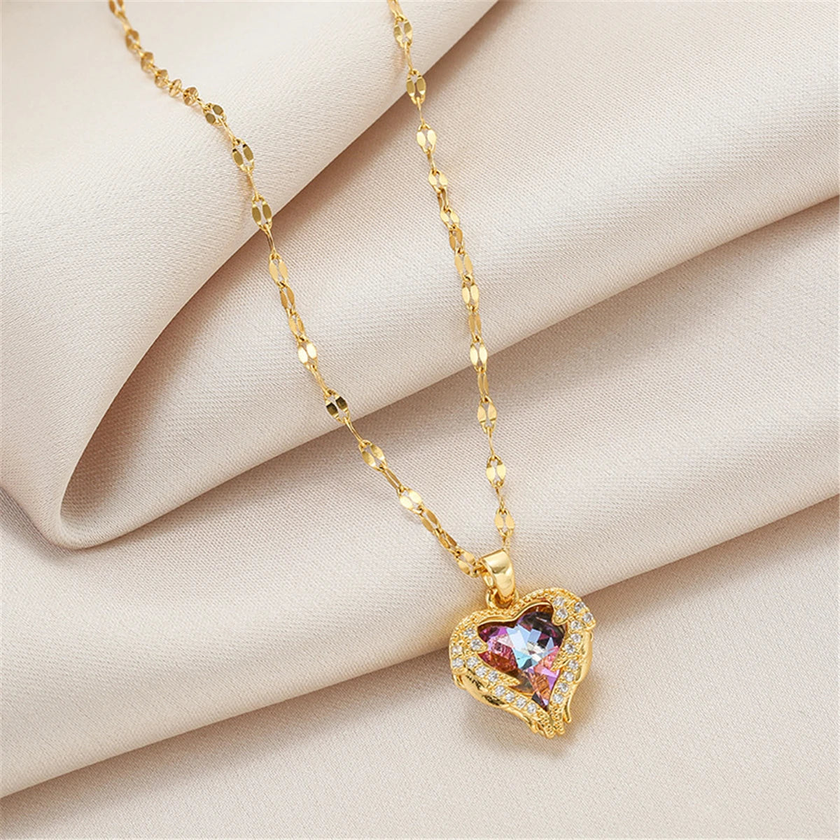 Luxury Crystal Ocean Heart Pendant Necklace For Women