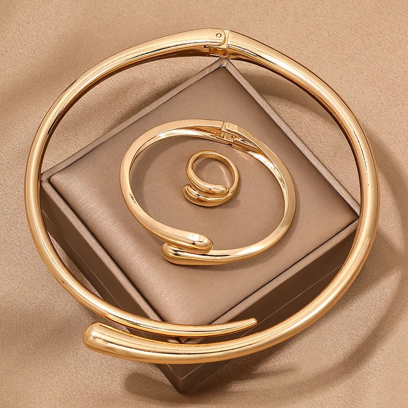 Jewelry Set For Women Geometric Smooth Collar Bracelet