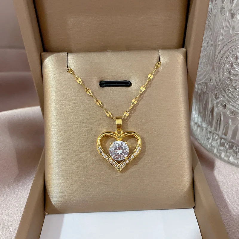 Artificial Gems Heart Pendant Necklace for women