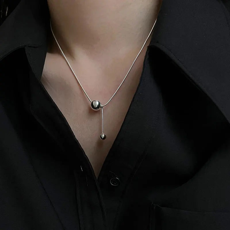 Round Ball Geometric Chain Necklace for Women
