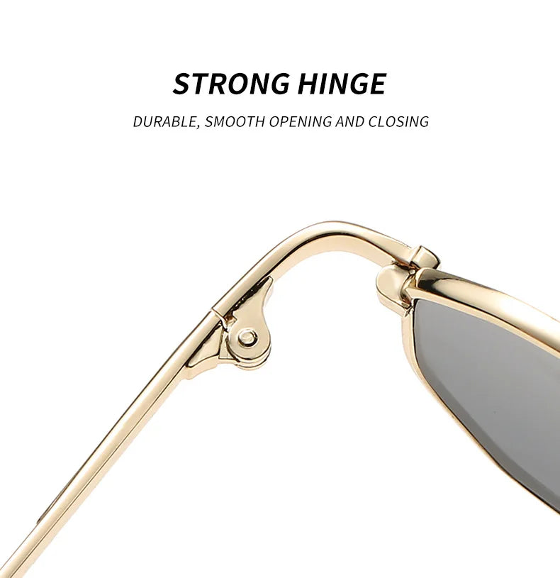Sunglasses Fashion Rectangle 2024 Women metal Luxury Brand