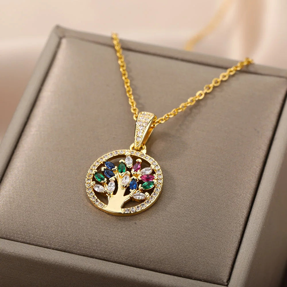 Tree of Life Necklace for Women Stainless Steel