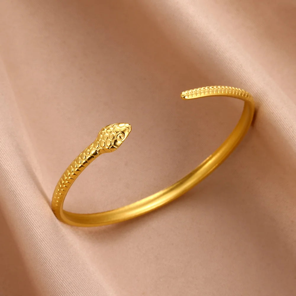 Bangle Bracelet For Women Stainless Steel Gold Color