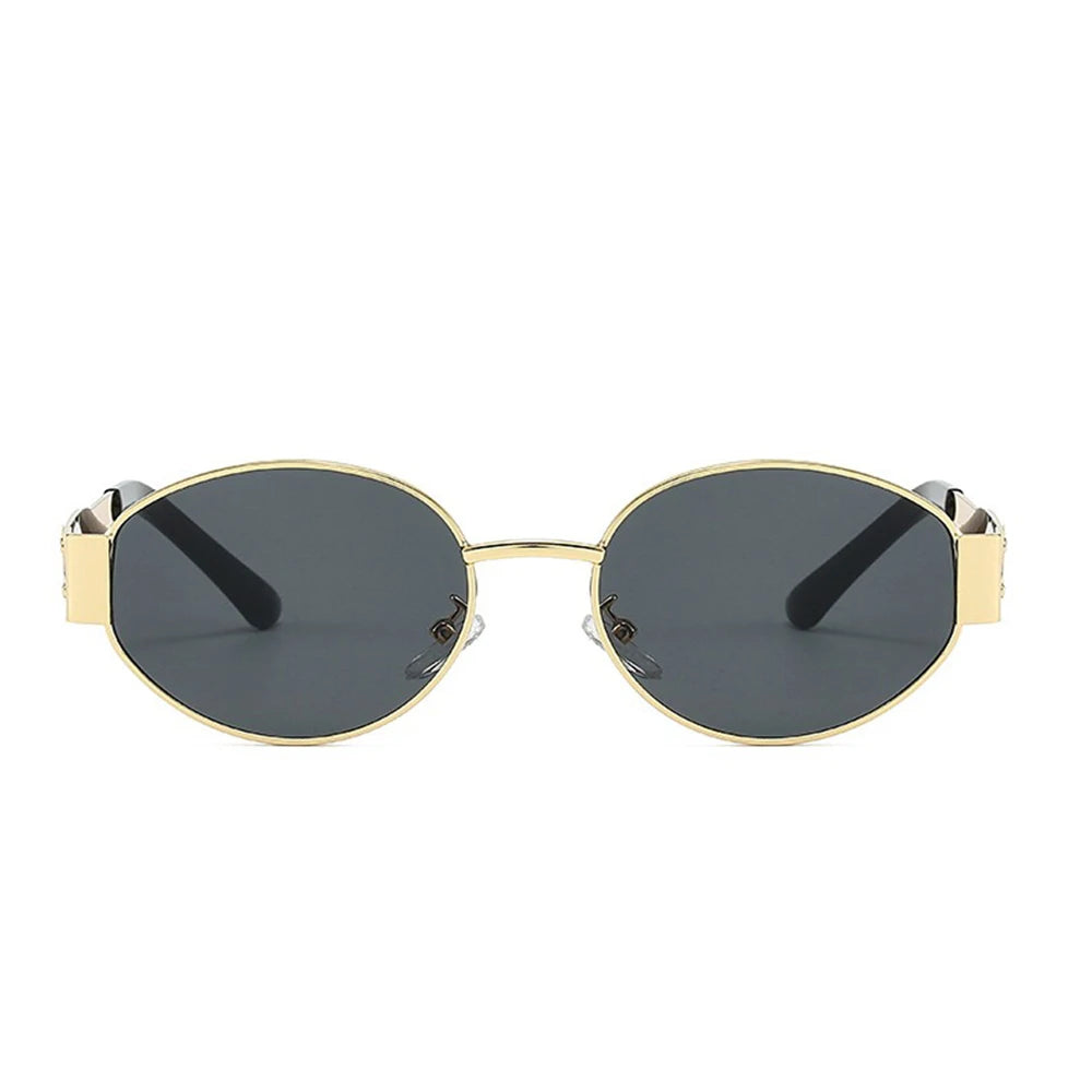 Vintage Metal Oval Round Sunglasses Women 2024