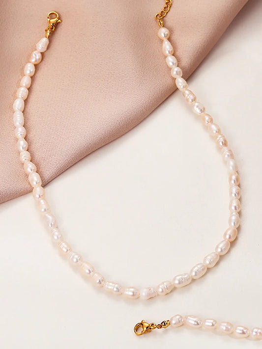 Vintage Rice Pearl Necklace for Men and Women